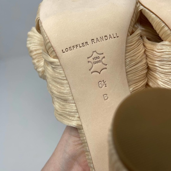 NWB Loeffler Randall Women's Almond Cream Penny Pleated Bow Slide Sandal 6.5 - Picture 11 of 12